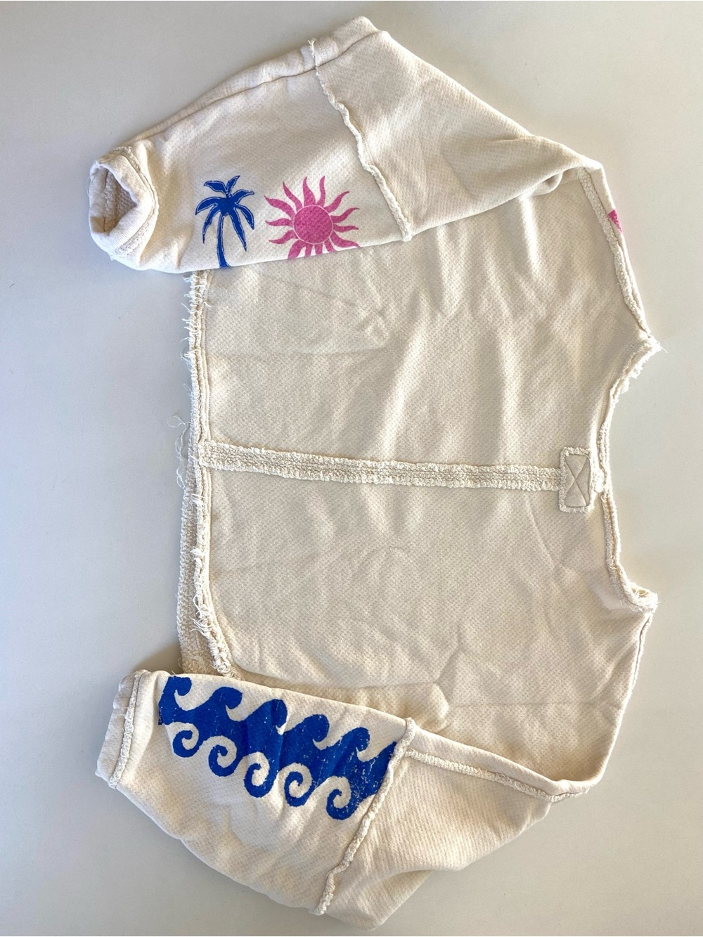 WE THE FREE Cream & Pink Palm Graphic Cropped Pullover 🌴 Small - Picture 4 of 13
